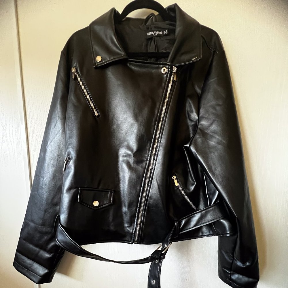 Black Moto Jacket with Belt